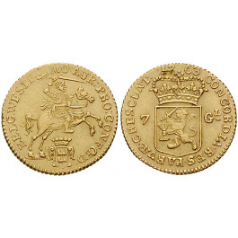 Niederlande, Westfriesland, 7 Gulden (1/2 Goldener Reiter) 1763, ss+