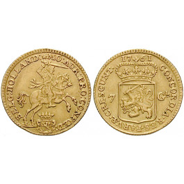 Niederlande, Holland, 7 Gulden (1/2 Goldener Reiter) 1761, ss