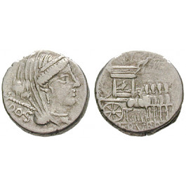 Römische Republik, L. Rubrius Dossenus, Denar, ss-vz