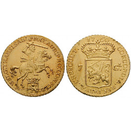 Niederlande, Overijssel, 7 Gulden (1/2 Goldener Reiter) 1760, ss