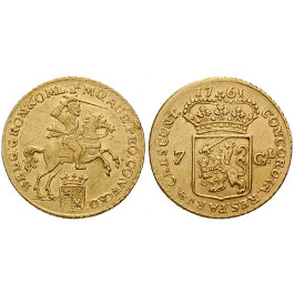 Niederlande, Groningen, 7 Gulden (1/2 Goldener Reiter) 1761, ss-vz