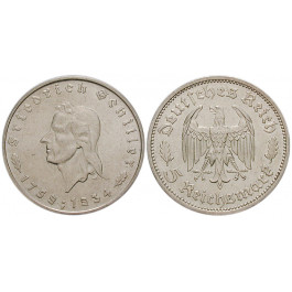 Drittes Reich, 5 Reichsmark 1934, Schiller, F, vz+, J. 359