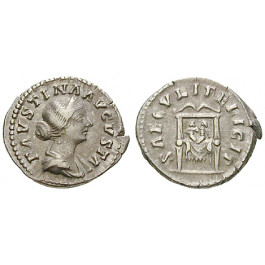 Römische Kaiserzeit, Faustina II., Frau des Marcus Aurelius, Denar vor 175, ss+