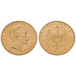 Deutsches Kaiserreich, Preussen, Wilhelm II., 20 Mark 1891, A, vz-st, J. 252
