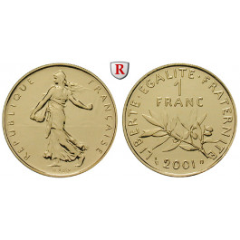 Frankreich, V. Republik, Franc 2001, 6,0 g fein, st