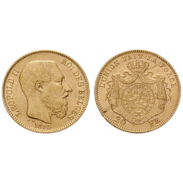 Belgien, Königreich, Leopold II., 20 Francs 1870, 5,81 g fein, ss-vz