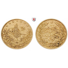 Osmanisches Reich, Abdul Hamid II., 50 Piaster 1876, 3,31 g fein, ss