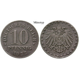 Erster Weltkrieg, 10 Pfennig 1922, E, ss-vz, J. 298