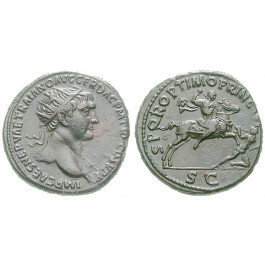 Römische Kaiserzeit, Traianus, Dupondius 103-111, ss-vz