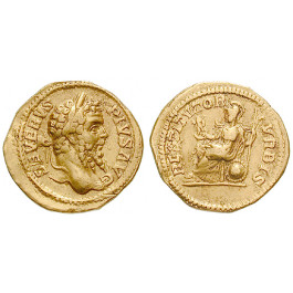 Römische Kaiserzeit, Septimius Severus, Aureus 207, ss