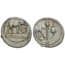 Römische Republik, Caius Iulius Caesar, Denar 49-48 v.Chr., vz/f.st