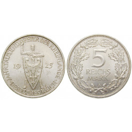 Weimarer Republik, 5 Reichsmark 1925, Rheinlande, A, vz-st, J. 322