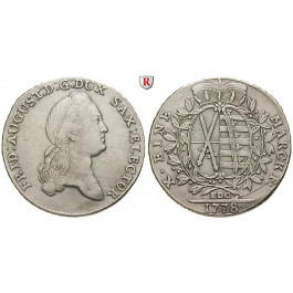 Sachsen, Albertinische Linie, Friedrich August III., Konventionstaler 1778, ss-vz