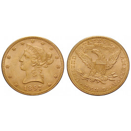 USA, 10 Dollars 1897, 15,05 g fein, f.st