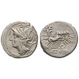 Römische Republik, L. Appuleius Saturninus, Denar, ss+