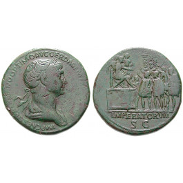 Römische Kaiserzeit, Traianus, Sesterz 114-117, ss