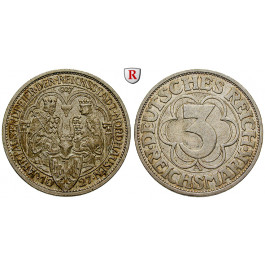 Weimarer Republik, 3 Reichsmark 1927, Nordhausen, A, vz-st/vz, J. 327