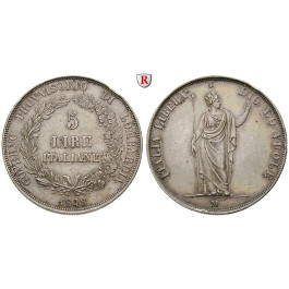 Italien, Lombardei, Provisorische Regierung, 5 Lire 1848, f.vz