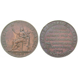Frankreich, Monnaies de confiance, 2 Sols 1791 ( AN 3), ss-vz