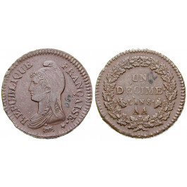 Frankreich, Direktorium, Decime 1799 ( AN 8), vz