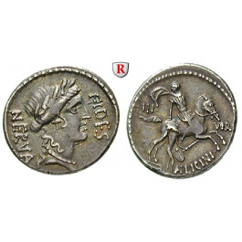 Römische Republik, A. Licinius Nerva, Denar 47 v.Chr., f.vz