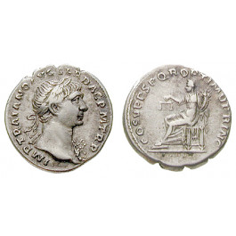 Römische Kaiserzeit, Traianus, Denar 103-111, ss+