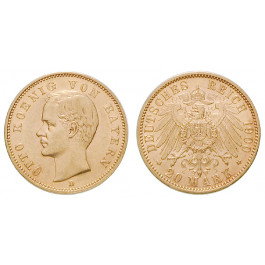 Deutsches Kaiserreich, Bayern, Otto, 20 Mark 1900, D, f.vz, J. 200