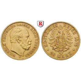 Deutsches Kaiserreich, Preussen, Wilhelm I., 20 Mark 1876, C, ss+, J. 246