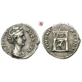 Römische Kaiserzeit, Faustina I., Frau des Antoninus Pius, Denar 139-141, ss
