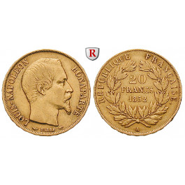 Frankreich, Louis Napoleon, 20 Francs 1852, 5,81 g fein, ss