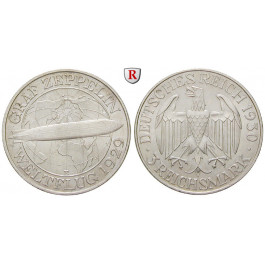 Weimarer Republik, 3 Reichsmark 1930, Zeppelin, E, f.st, J. 342