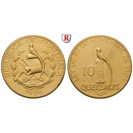 Guatemala, Republik, 10 Quetzales 1926, 15,05 g fein, ss+