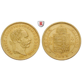 Ungarn, Franz Joseph I., 4 Forint 1883, 2,91 g fein, ss