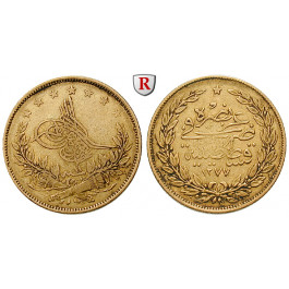 Osmanisches Reich, Abdul Aziz, 100 Piaster 1870 (AH 1287), 6,62 g fein, ss