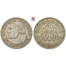 Drittes Reich, 5 Reichsmark 1933, Luther, F, ss+, J. 353