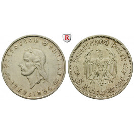 Drittes Reich, 5 Reichsmark 1934, Schiller, F, ss-vz, J. 359