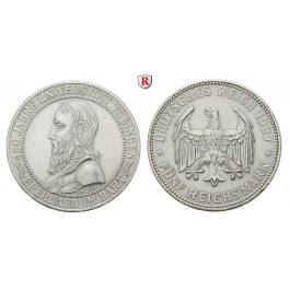 Weimarer Republik, 5 Reichsmark 1927, Uni Tübingen, F, ss-vz, J. 329