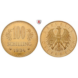 Österreich, 1. Republik, 100 Schilling 1934, 21,17 g fein, vz+/f.st