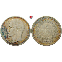 Frankreich, Louis Napoleon, 5 Francs 1852, ss
