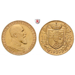 Liechtenstein, Franz I., 10 Franken 1930, 5,08 g fein, vz-st