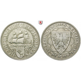 Weimarer Republik, 5 Reichsmark 1927, Bremerhaven, A, ss+, J. 326