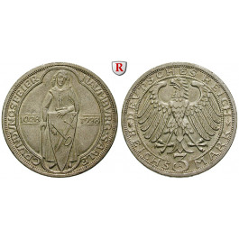 Weimarer Republik, 3 Reichsmark 1928, Naumburg, A, vz-st, J. 333