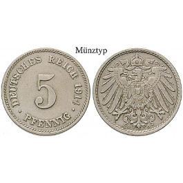 Deutsches Kaiserreich, 5 Pfennig 1897, G, ss, J. 12