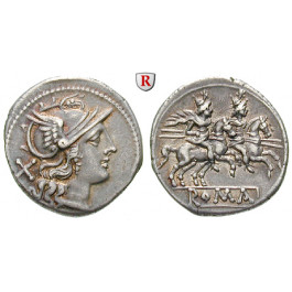 Römische Republik, Anonym, Denar 209-208 v.Chr., f.vz