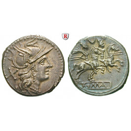 Römische Republik, Anonym, Denar 209-208 v.Chr., vz