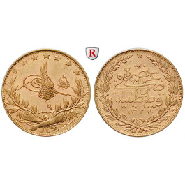 Osmanisches Reich, Mohammed V., 100 Piaster 1916, 6,62 g fein, ss-vz