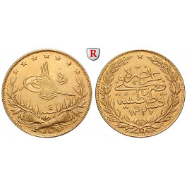 Osmanisches Reich, Mohammed V., 100 Piaster 1911, 6,61 g fein, f.vz