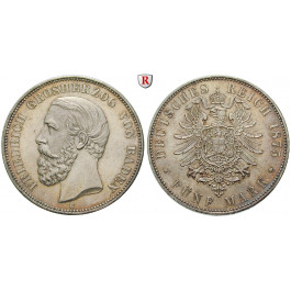 Deutsches Kaiserreich, Baden, Friedrich I., 5 Mark 1875, G, f.st, J. 27