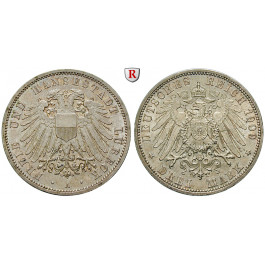 Deutsches Kaiserreich, Lübeck, 3 Mark 1909, A, vz-st, J. 82