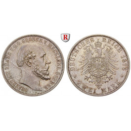 Deutsches Kaiserreich, Mecklenburg-Schwerin, Friedrich Franz II., 2 Mark 1876, A, f.st, J. 84